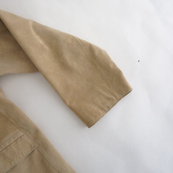 Vintage Denver Hayes Beige 100% Suede Leather Button Up Blazer Jacket 2Xl - Picture 3 of 15